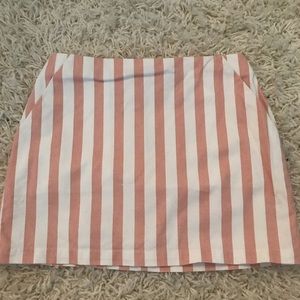 Pink and white striped skirt